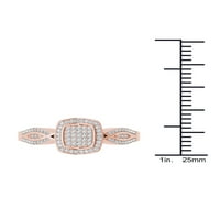 1 4CT TDW dijamantni jastuk oblik klastera Halo Twist Shank 10K ružičasti zaručnički prsten
