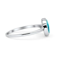 Oksidirani okrugli petitni lagani prsten simuliran tirkizni sterling srebro veličine 6