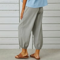 Široke pamučne lanene hlače ženske ljetne hlače visokog struka opuštenog kroja Ležerne hlače s prednjim kravatama