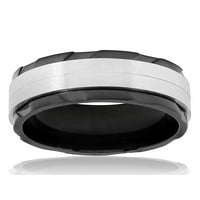 Obalni nakit Crni dvobojni teksturirani prsten od nehrđajućeg čelika