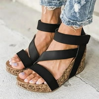 Wozhidaose klinaste sandale za žene crne sandale žene ljeto ne klizne solidne boje udobne cipele plaža otvoreni
