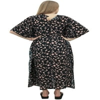 Crna Maksi haljina s cvjetnim printom s rukavima-kimono, kaftan za trudnice-24