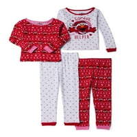 Ulica sezama Elmo Božićna pidžama za djevojčice dugih rukava čvrsto pripijena pamučna pidžama