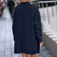 Aloohaidyvio Terra i Sky Ladies Coats, Womens Winter Solid Color Top Gumb Pockets Thirdes Plišani kaput dugih