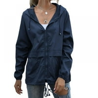 Ženski lagani kišni ogrtač s kapuljačom, vodootporna jakna na otvorenom s džepovima, vjetrovka s kapuljačom