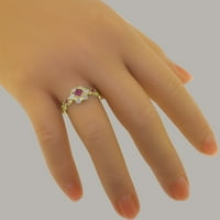 Britanci su napravili 18k žuti zlatni prsten s prirodnim rubin i ženskom obljetnicom - Veličina Opcije - Veličina