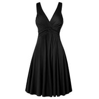 Ženska Vintage pripijena suknja od tenka s izrezom u obliku slova u, naborana haljina s printom, Crna u obliku