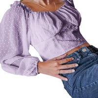 Lila-ljubičasta romantična jednobojna majica, slatke ženske bluze