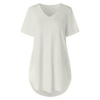 Ženska modna ležerna bluza Plus size, jednobojne majice s izrezom u obliku slova H i kratkim rukavima, bijele