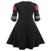 Midi Karirana haljina s rukavima u crnoj boji od 2 inča