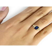 Nakit klub safir prsten nakit s kamenom rođenja-2. 14-karatni srebrni safirni prsten s naglaskom na bijeli dijamant