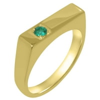 Muški prsten od prirodnog smaragda od žutog zlata 18K britanske proizvodnje - opcije veličine-veličina 7,75