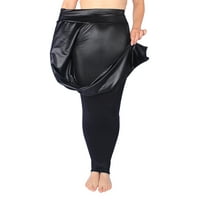 Ženske elegantne crne kožne gamaše veličine plus veličine, uske prugaste hlače