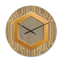 DesignArt 'tradicionalni zlatni i sivi dizajn' shabby chic wood zidni sat
