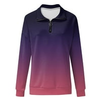 Strungten ženski kauzalni zip pulover s ovratnikom dugih rukava gradijent gradijent print aktivna odjeća trčanje