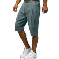 Muške hlače muške ljeto povremene modne čvrste patchwork pamučne lanene kratke hlače za muškarce moda
