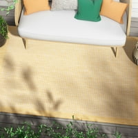 Dobro tkani vanjski tepih sa žutim jednobojnim printom 5'7'