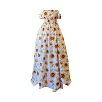 Haljine za žene ležerna ljetna majica bez rukava do koljena, mini nabrana haljina s naramenicama s printom