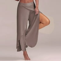 Ženske joga hlače Pune dužine jednobojne joga hlače širokih nogavica Polukombinezon kombinezon sive sportske hlače