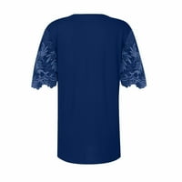 Ženske ljetne majice s kratkim rukavima obrubljene čipkom, Ležerne košulje širokog kroja s dekolteom u obliku