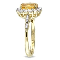 Miabella Women's Ct. Citrin, bijeli topaz i dijamantni naglasak 14KT žuto zlato koktel halo prsten
