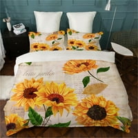 Vintage pokrivač za posteljinu Set Suncokretovi tiskani kućni tekstil poliesterski prekrivač Pokrivač set s jastučnicama,