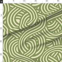 pamučna tkanina po dvorištu - minimalistička geometrijska zelena krema geometrijski sažetak prilagođena tiskana