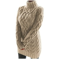 Ženski džemper s dugim rukavima casual modna dolčevita jednobojni pleteni pulover labavi vrhovi modni džemper