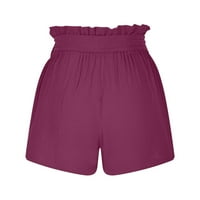 Ljetne pamučne lanene kratke hlače za žene elastični salon struka Kratke hlače s čvrstim hlačama s izvlačenjem