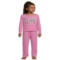 Izotoner Djevojke s dugim rukavima i hlačama pidžama set za spavanje, 4-komad, veličine 4-14