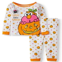 Halloween Sesame Street Dječja djevojka dugi rukav pamuk Snug Fit Pidamas, 2-komad set