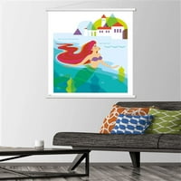 Disnejev plakat Mala sirena-Ariel s bravom na zidu u magnetskom okviru, 22.37534