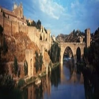 Most Puente de San Martin preko rijeke Tagus, Toledo, Španjolska tiskanje plakata Volt Bibikov