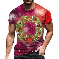 Božićne majice Plus Size za muškarce casual pulover s digitalnim printom i mašnom od 3 inča bluza s okruglim vratom