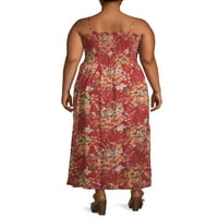 Romantična ciganska žena plus veličina prempljena gornja maxi haljina s prednjim detaljima gumba