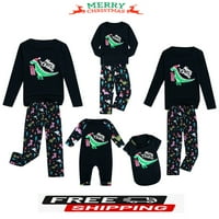 Božićna pidžama za cijelu obitelj s printom slova dinosaura, Top i hlače, pidžama setovi koji odgovaraju pidžama