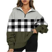 Ženske predimenzionirane polovine zip pulovera dukserice dugih rukava Quarter Zip Hoodie džemper tinejdžerke padne