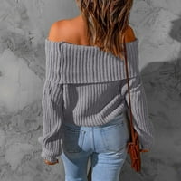 Puloveri Plus veličine u donjem dijelu, Ženski džemper s okruglim vratom s dugim rukavima šišmiš, džemper s dolčevitom