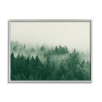 Stupell Misty Drveće šumske šumske pejzažne fotografije siva uokvirena umjetnička print zidna umjetnost