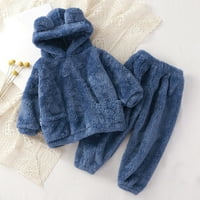 Djeca za djecu Zimske tople kapuljače medvjede uho vrhovi i hlače Fall Tracksuit Outfits Pidamas Set za spavanje