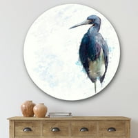 DesignArt 'Triboired Heron Bird on White' Farmhouse Circle Metal Wall Art - Disk od 29