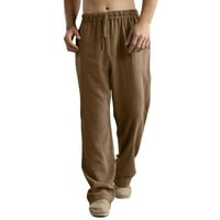 Muške proljetno-ljetne hlače, Ležerne jednobojne hlače od pamuka i lana, široke hlače Plus veličine, modne hlače