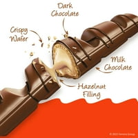 Čokoladne pločice s mliječnom čokoladom i kremom od orašastih plodova, pojedinačno zamotane čokoladne pločice,