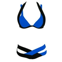 Ženski kupaći kostimi s visokim strukom s dva printa, komplet bikinija s križnim križem s trokutom Plus size kupaći