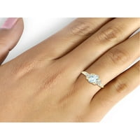Akvamarinski prsten prosinački nakit od rodnog kamena-karatni akvamarin od 14k zlata preko srebrnog prstena s