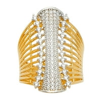 14k nakit od žutog zlata, Modni kubični cirkonijev prsten za obljetnicu, veličina 7,5