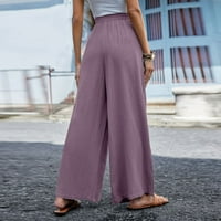 Ženske ležerne hlače visoke struke Čvrsta boja Udobno ukrašavanje gumba Purple S