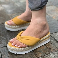 Ženske cipele Ženske ljetne klizanje ravne plaže otvoreni nožni prst prozračne sandale tkanje cipele žuta 7