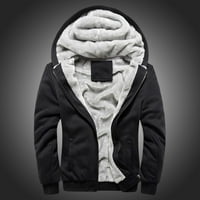 Tking Fashion Muška kapuljača zima toplo runo s patentnim zatvaračem jakna s nadmašenom odjećom - crna l