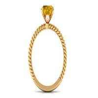 Laboratorijski uzgojeni žuti safirni prsten sa skrivenim moissanitom za žene, 14k žuto zlato, 13,00 USD